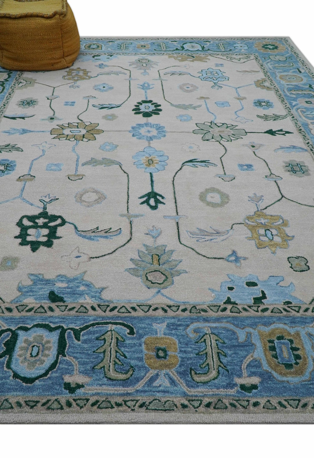 Allure Custom Made Traditional Oushak Beige And Blue Hand Tufted Wool Rug - The Rug Decor