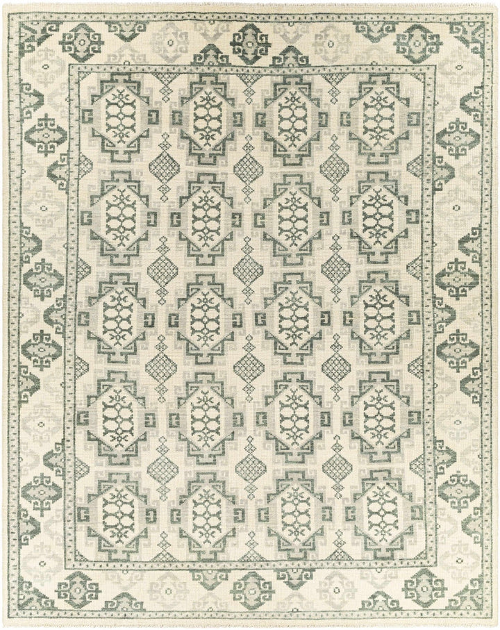 Aloleng Ivory And Green Traditional Style Hand Knotted Area Rug - The Rug Decor