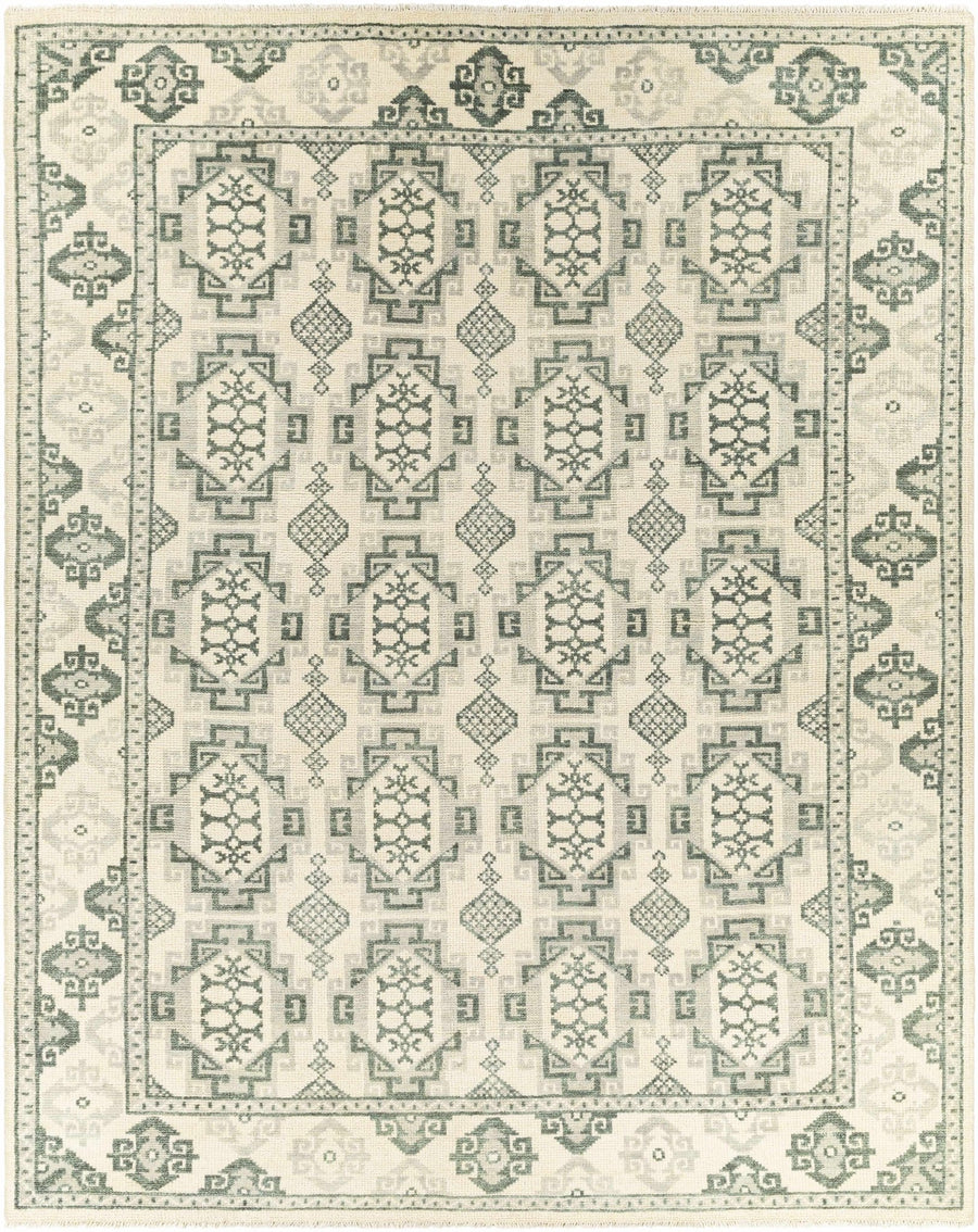 Aloleng Ivory And Green Traditional Style Hand Knotted Area Rug - The Rug Decor