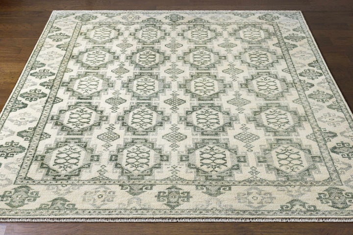 Aloleng Ivory And Green Traditional Style Hand Knotted Area Rug - The Rug Decor