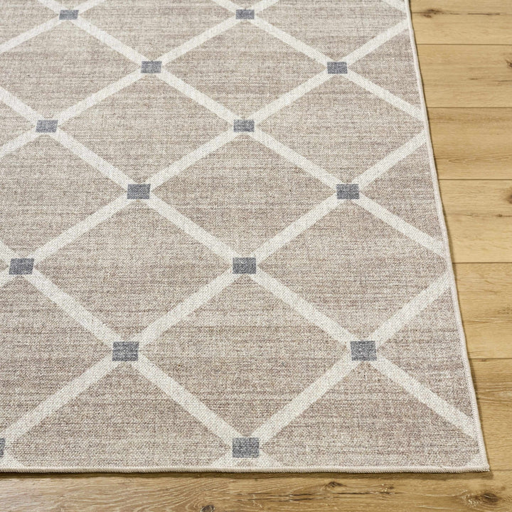 Alpana Contemporary Geometrical Beige And Ivory Wool Rug - The Rug Decor