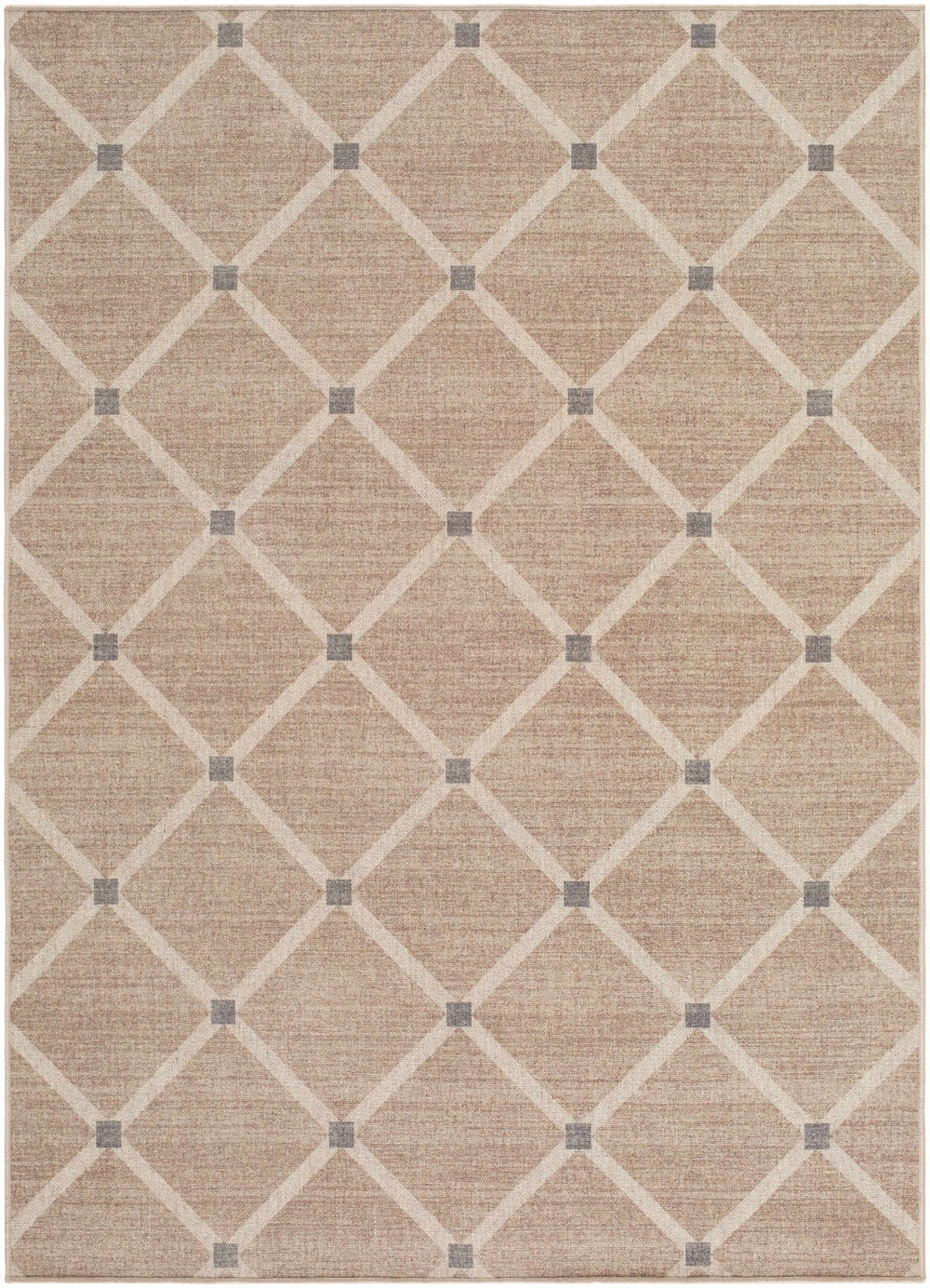 Alpana Contemporary Geometrical Beige And Ivory Wool Rug - The Rug Decor