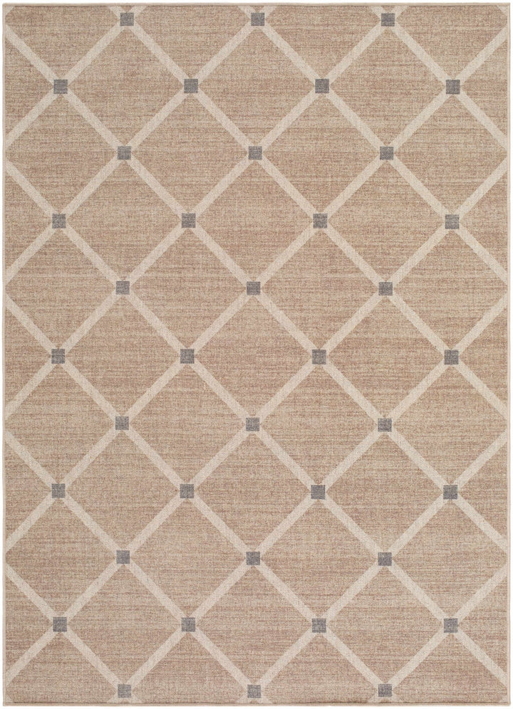 Alpana Contemporary Geometrical Beige And Ivory Wool Rug - The Rug Decor