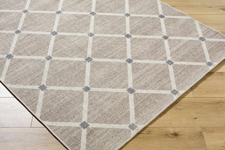 Alpana Contemporary Geometrical Beige And Ivory Wool Rug - The Rug Decor