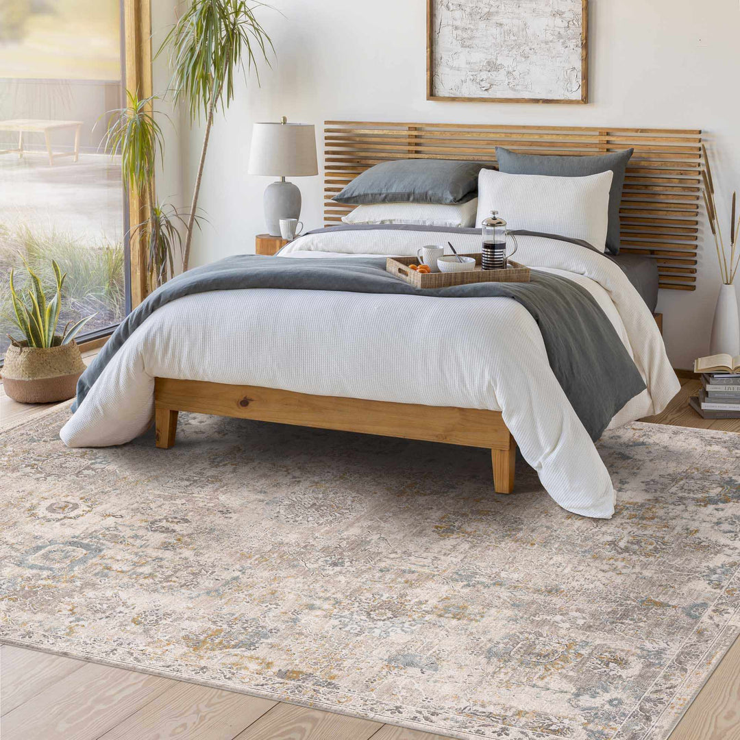 Alroy Traditional Floral Design Brown And Gray Area Rug - The Rug Decor
