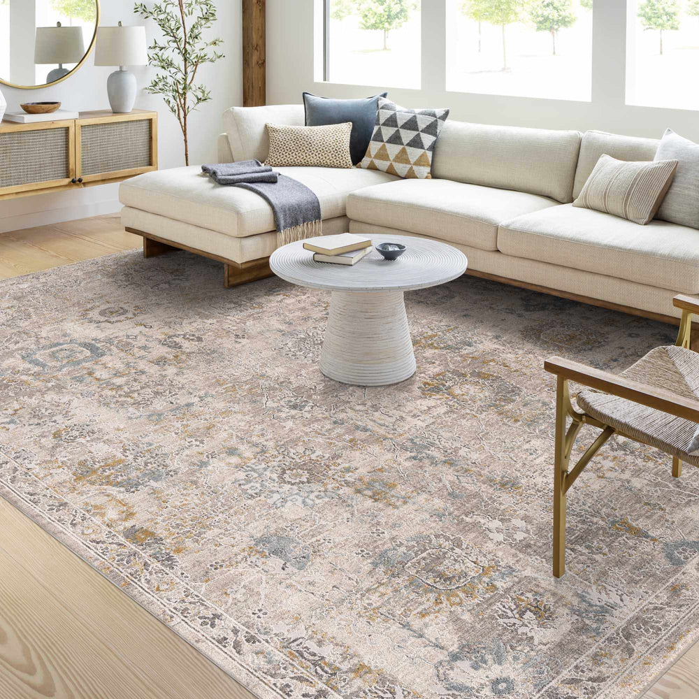 Alroy Traditional Floral Design Brown And Gray Area Rug - The Rug Decor