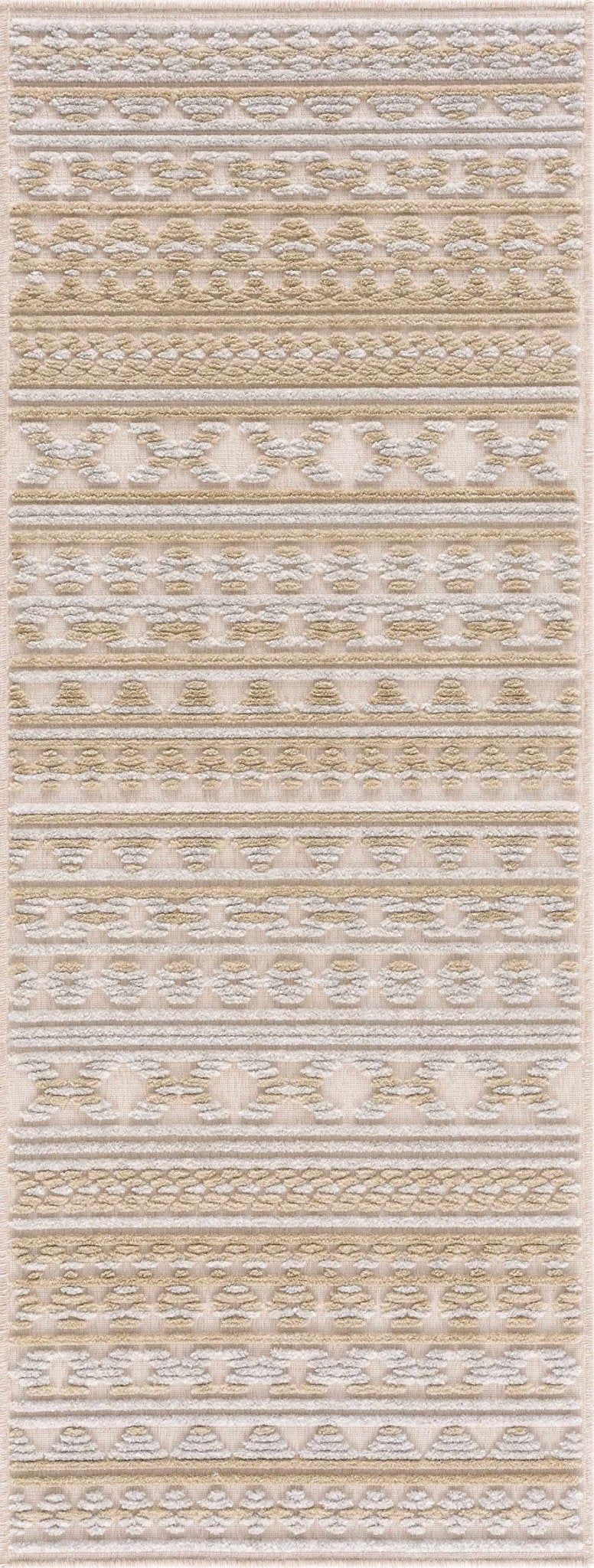 Alvan 3D Modern Stripe Pattern Tan And Off White Washable Rug - The Rug Decor