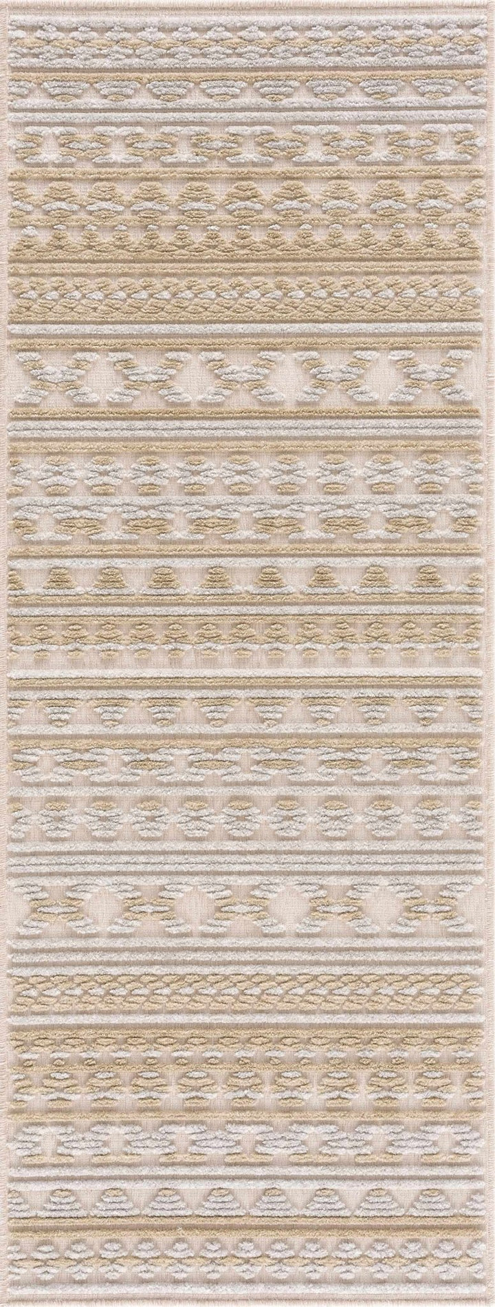 Alvan 3D Modern Stripe Pattern Tan And Off White Washable Rug - The Rug Decor