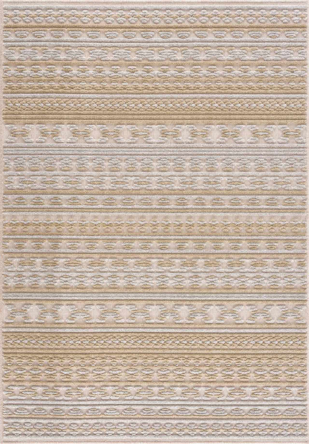 Alvan 3D Modern Stripe Pattern Tan And Off White Washable Rug - The Rug Decor