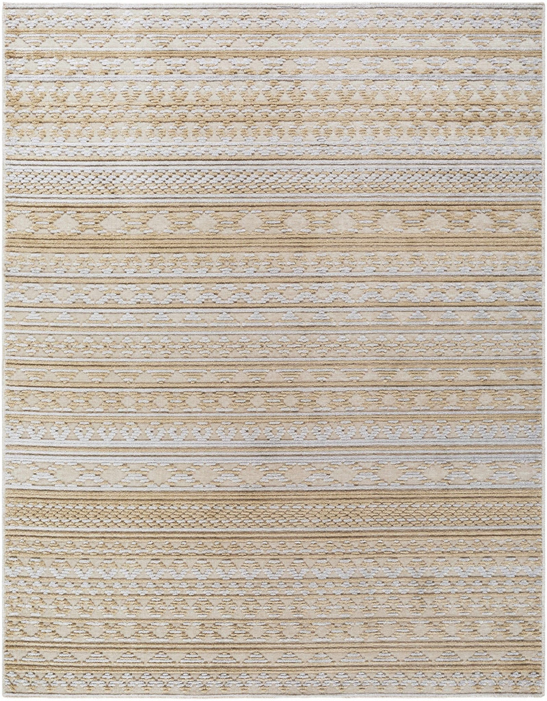 Alvan 3D Modern Stripe Pattern Tan And Off White Washable Rug - The Rug Decor