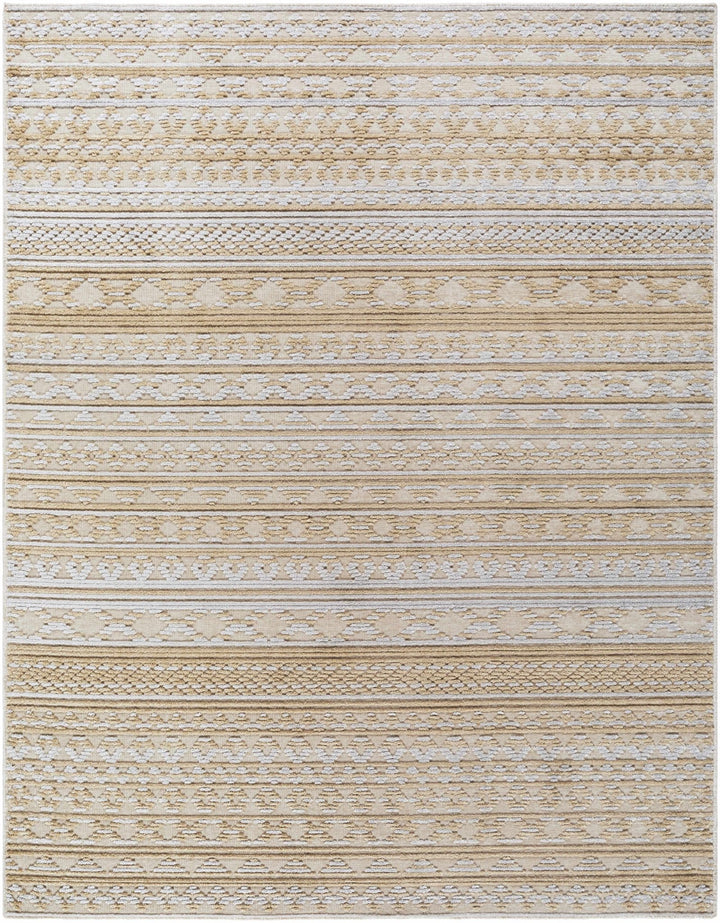 Alvan 3D Modern Stripe Pattern Tan And Off White Washable Rug - The Rug Decor