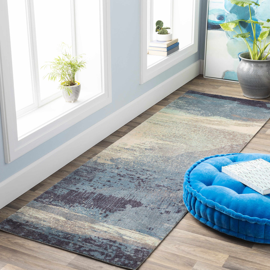 Alvaton Modern Abstract Design Blue And Gray Area Rug