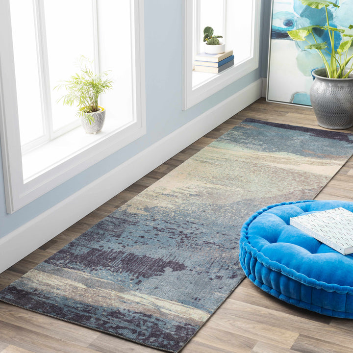 Alvaton Modern Abstract Design Blue And Gray Area Rug