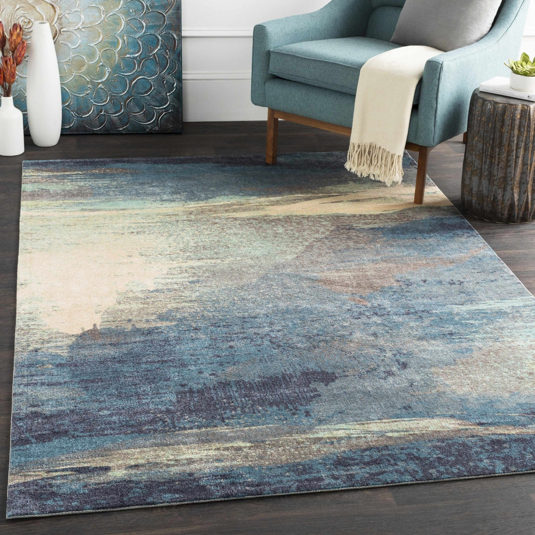 Alvaton Modern Abstract Design Blue And Gray Area Rug - The Rug Decor