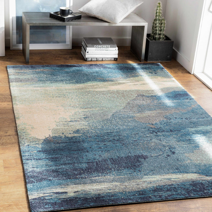 Alvaton Modern Abstract Design Blue And Gray Area Rug - The Rug Decor