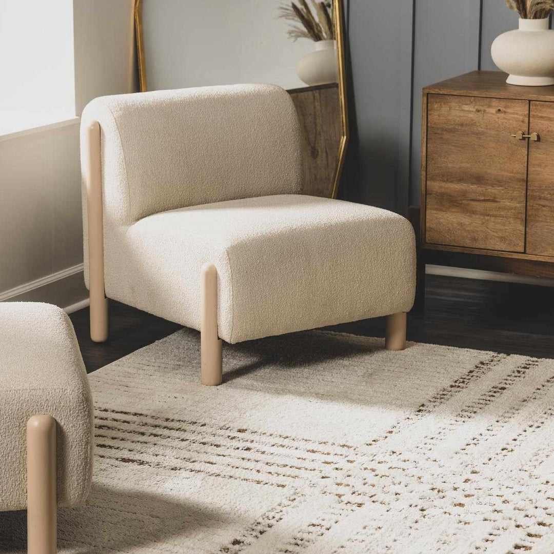 Alvina Contemporary Style Ivory And Brown Area Rug - The Rug Decor
