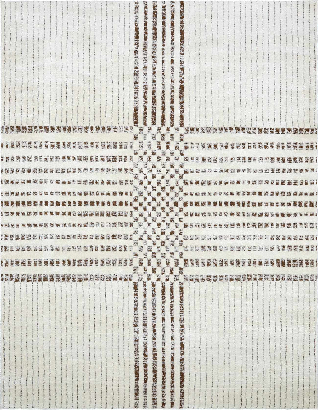Alvina Contemporary Style Ivory And Brown Area Rug - The Rug Decor