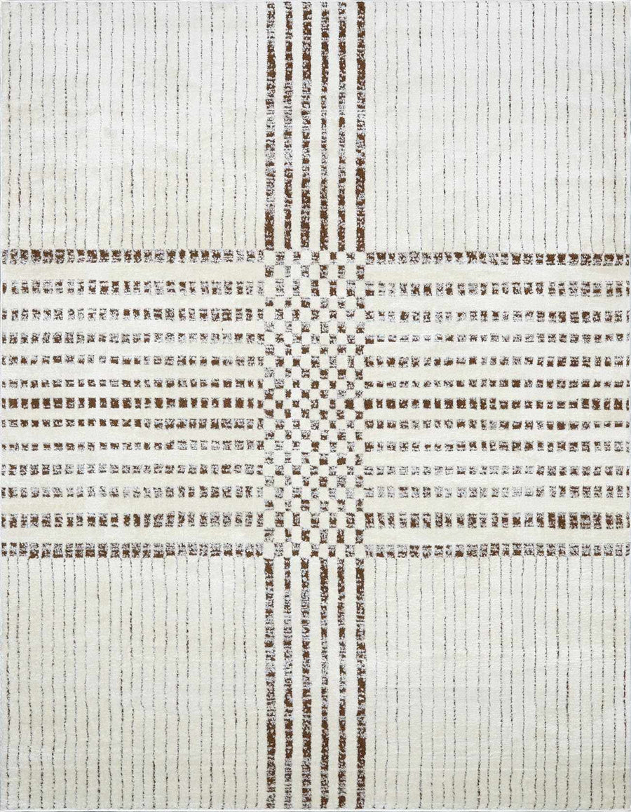 Alvina Contemporary Style Ivory And Brown Area Rug - The Rug Decor