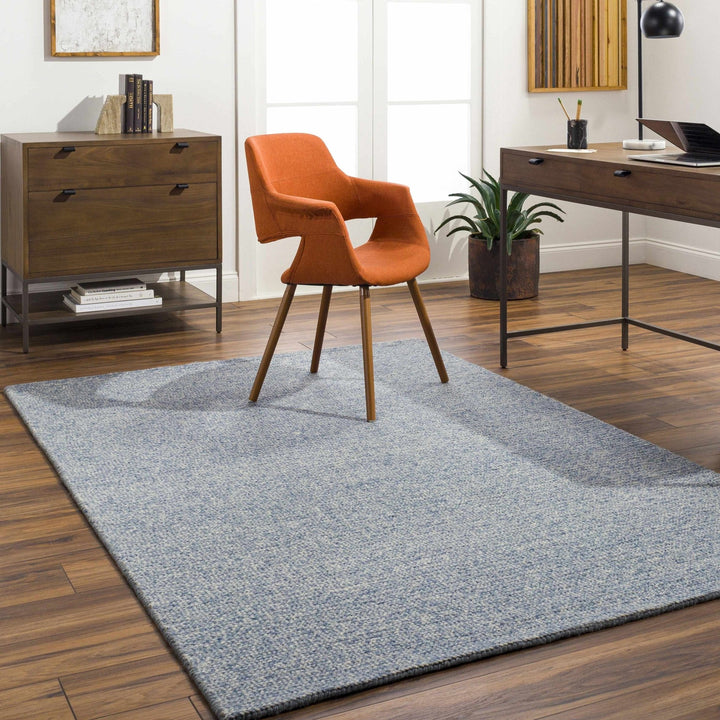 Alyra Contemporary Blue And Beige Wool Rug - The Rug Decor