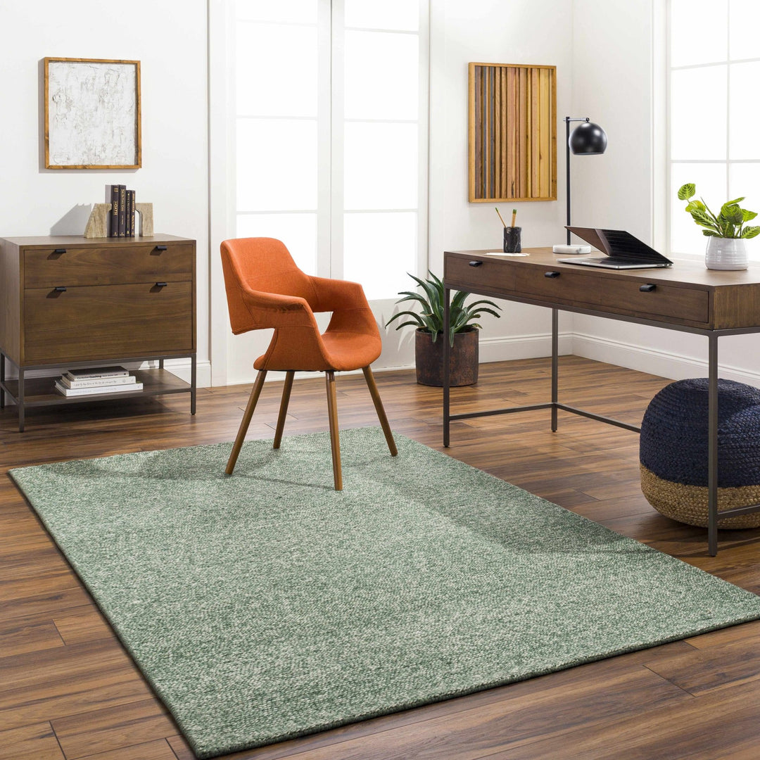 Alyra Contemporary Green And Beige Solid Area Rug - The Rug Decor
