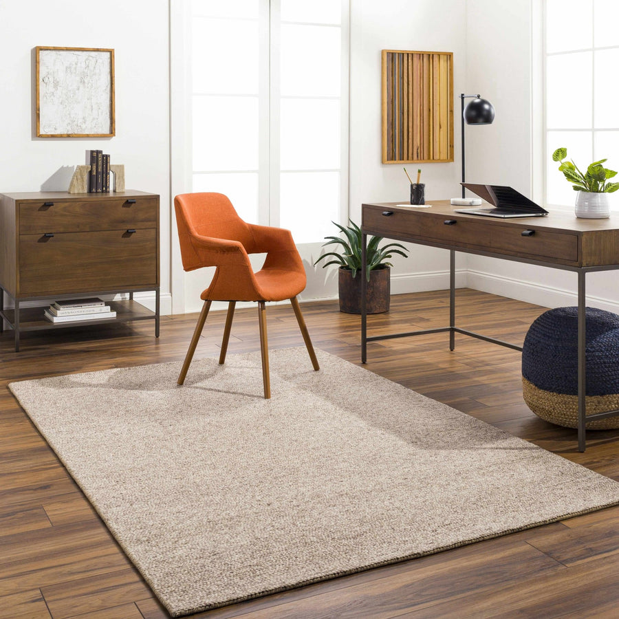 Alyra Tan Contemporary Solid Design Hand Woven Wool Rug - The Rug Decor