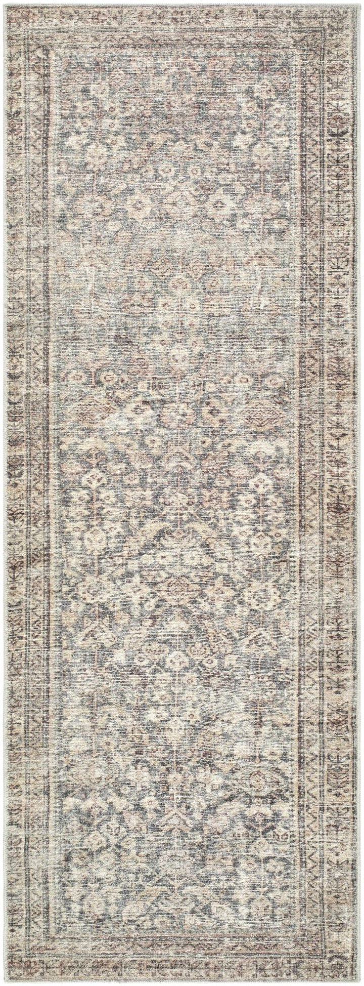 Alyria Traditional Taupe And Charcoal Machine Woven Area Rug - The Rug Decor
