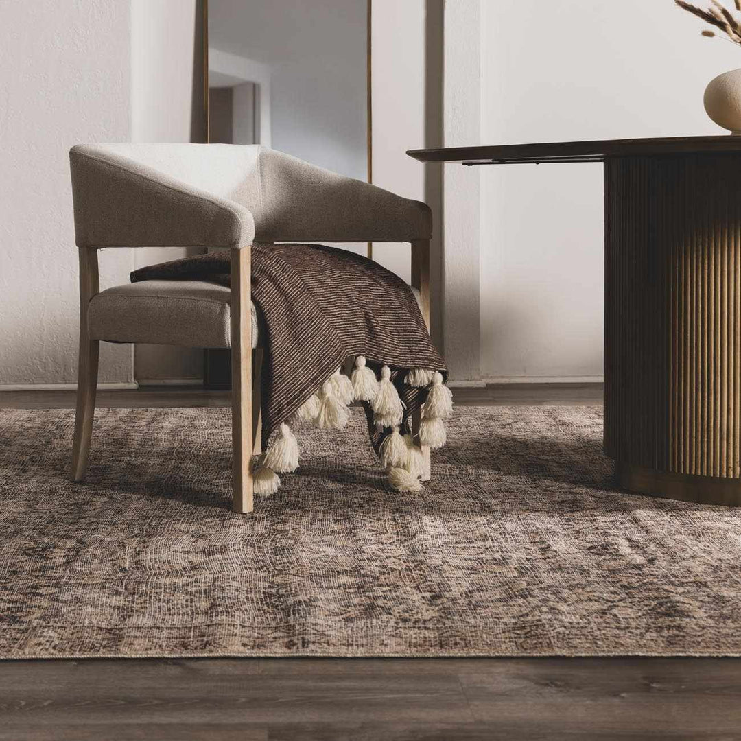 Alyria Traditional Taupe And Charcoal Machine Woven Area Rug - The Rug Decor