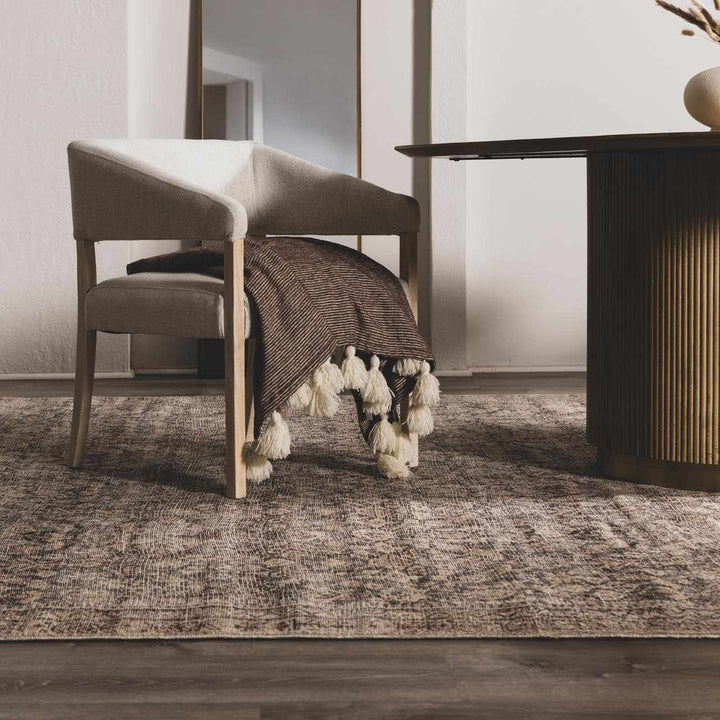Alyria Traditional Taupe And Charcoal Machine Woven Area Rug - The Rug Decor