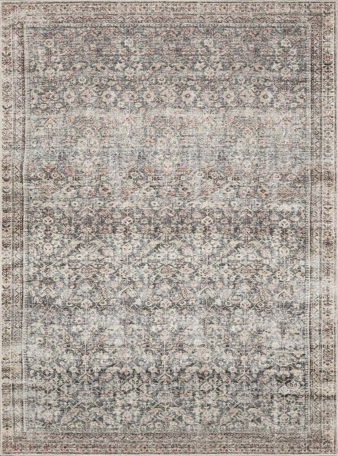 Alyria Traditional Taupe And Charcoal Machine Woven Area Rug - The Rug Decor