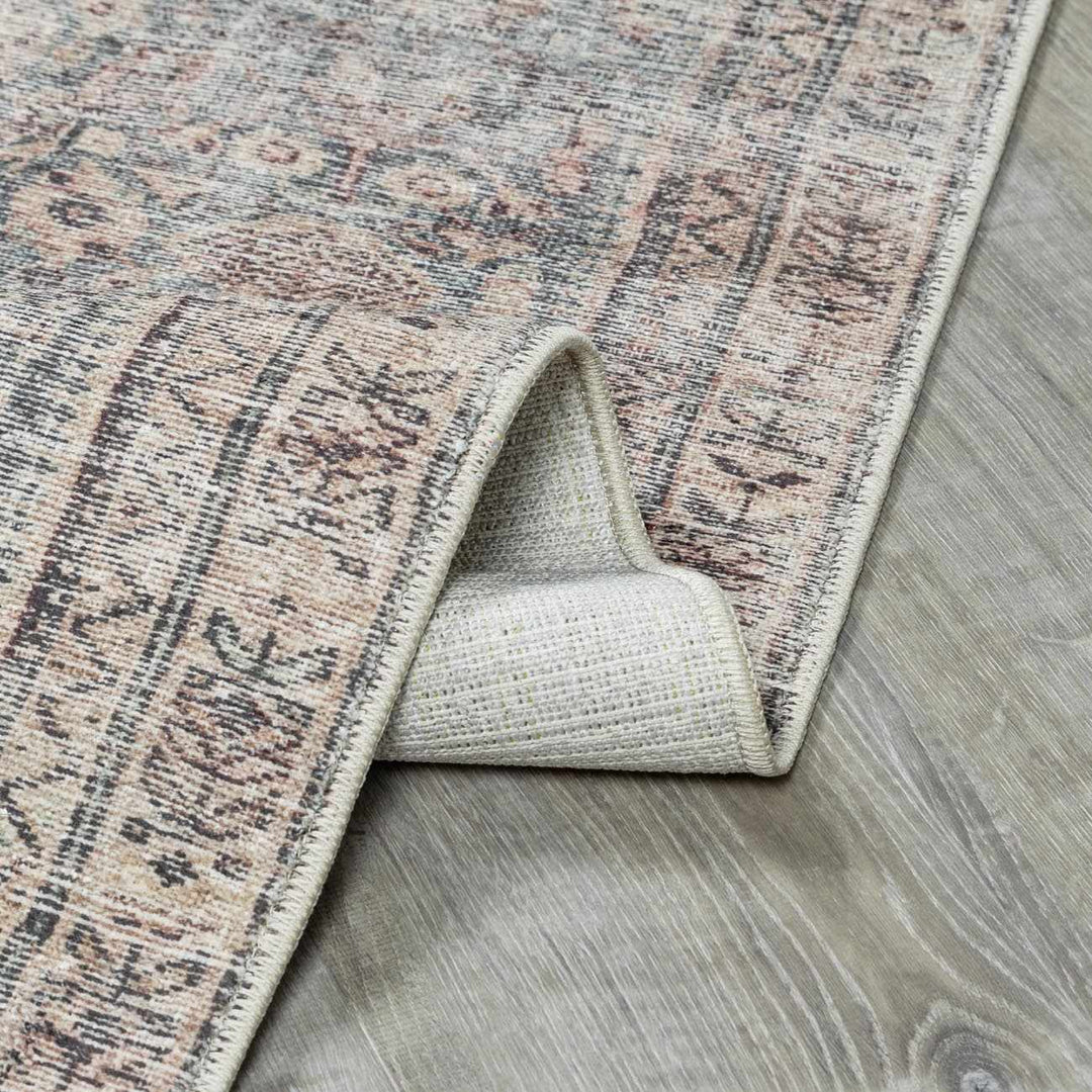 Alyria Traditional Taupe And Charcoal Machine Woven Area Rug - The Rug Decor