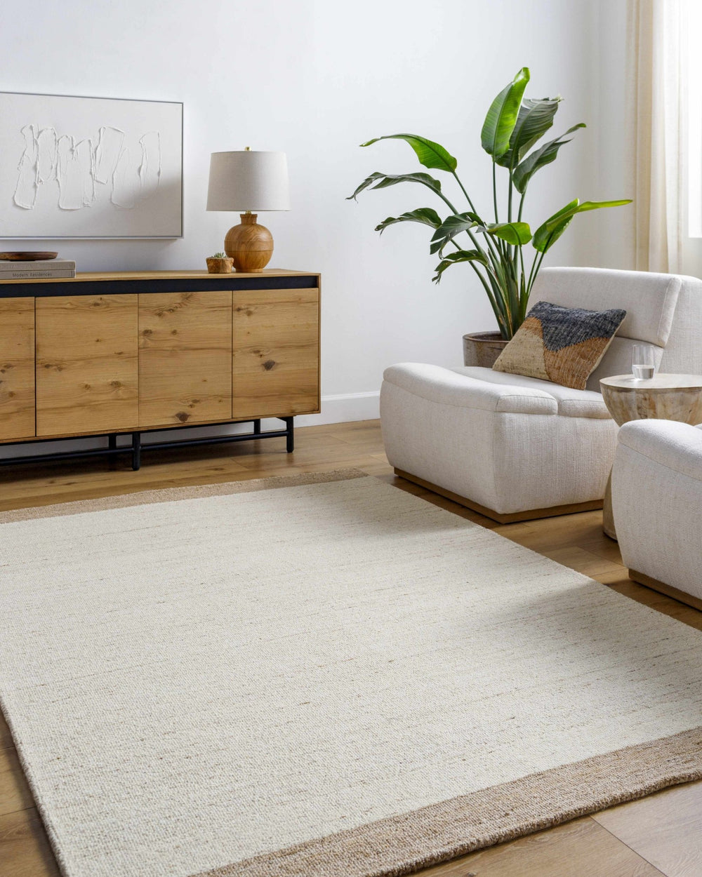 Amabel Modern Solid Beige And Tan Area Rug - The Rug Decor