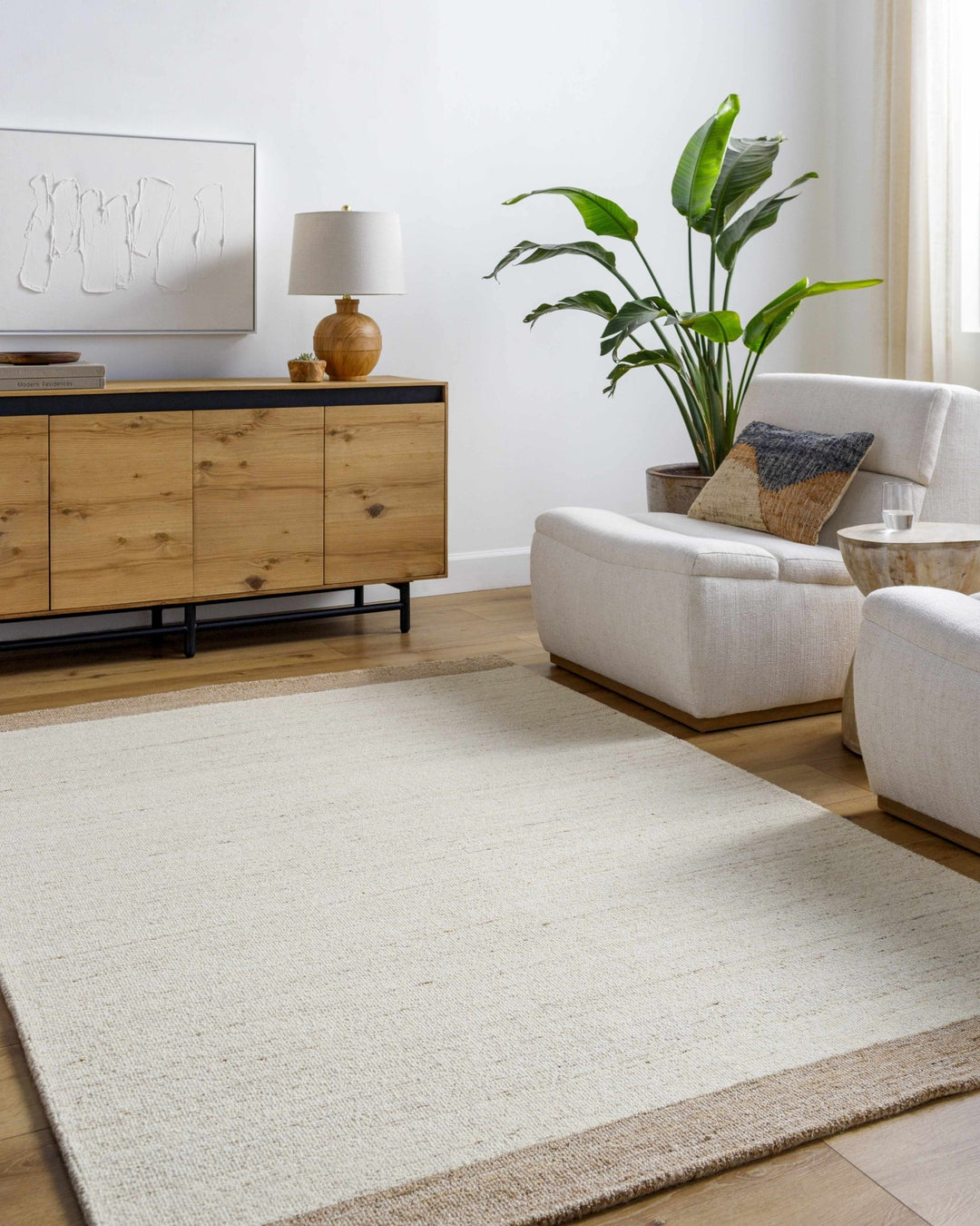 Amabel Modern Solid Beige And Tan Area Rug - The Rug Decor