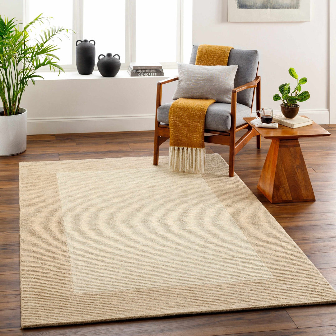Amadi Modern Solid Beige And Camel Wool Rug - The Rug Decor