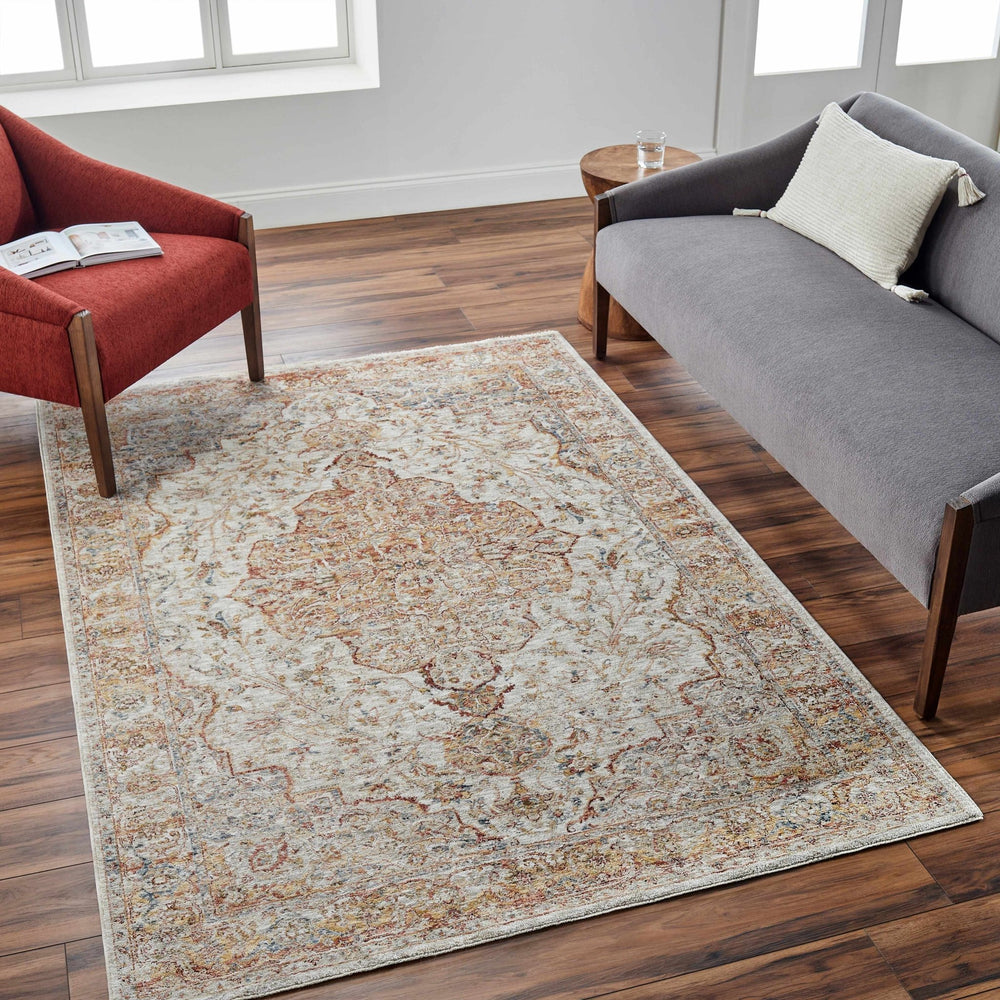 Aman Traditional Beige And Rust Area Rug - The Rug Decor