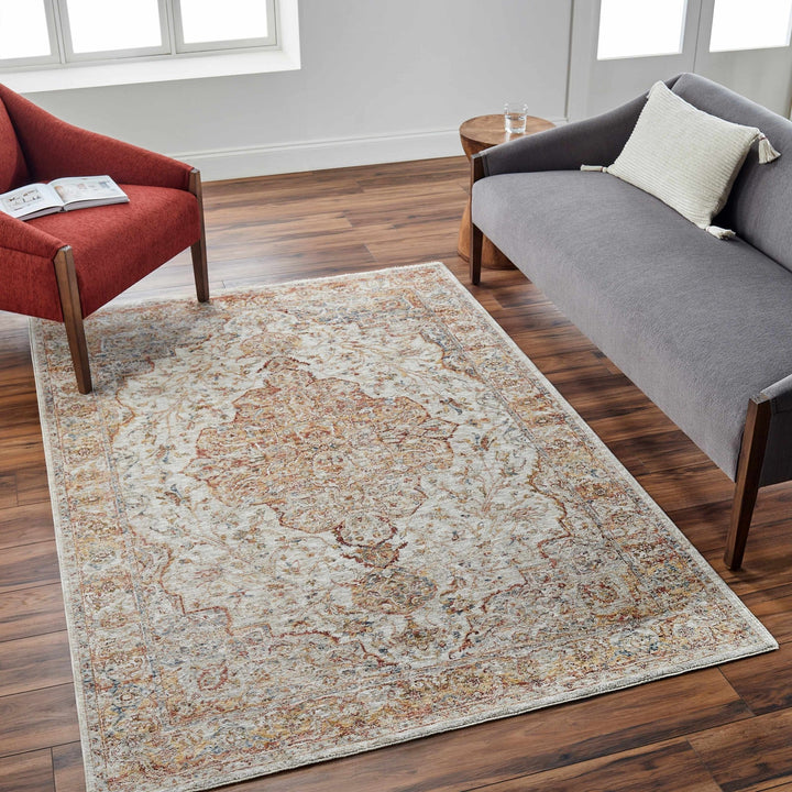 Aman Traditional Beige And Rust Area Rug - The Rug Decor