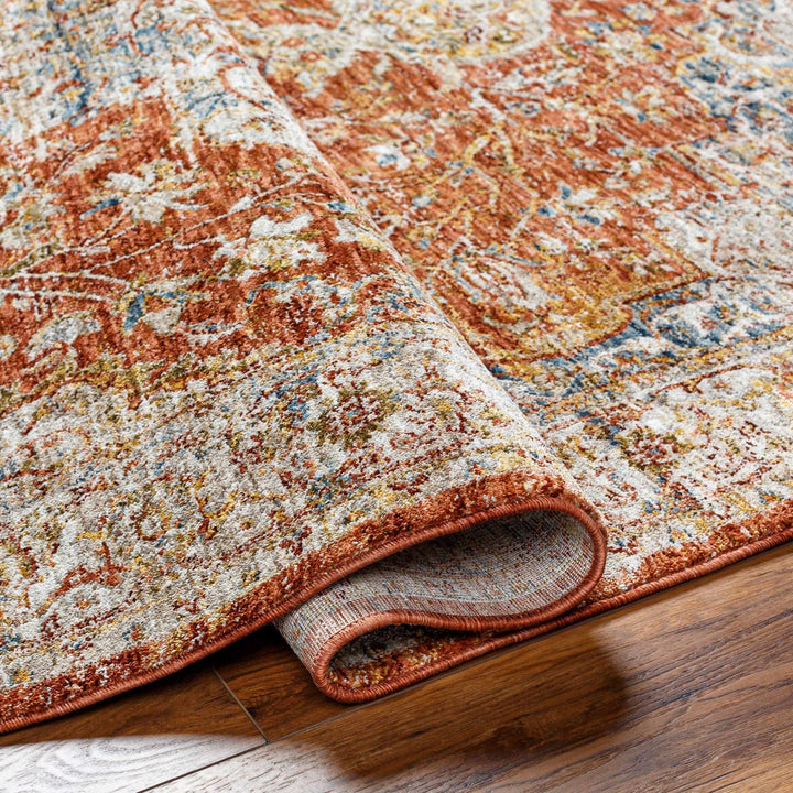 Aman Traditional Medallion Design Rust Area Rug - The Rug Decor