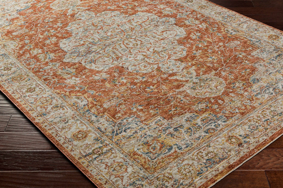 Aman Traditional Medallion Design Rust Area Rug - The Rug Decor