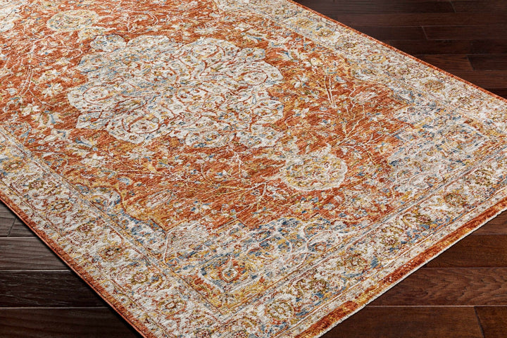 Aman Traditional Medallion Design Rust Area Rug - The Rug Decor