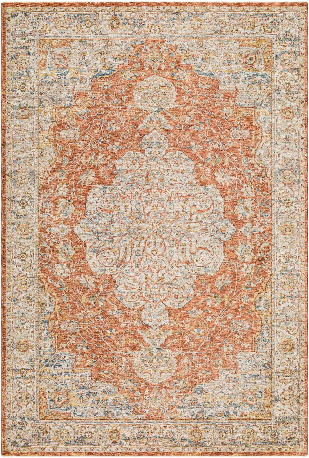 Aman Traditional Medallion Design Rust Area Rug - The Rug Decor