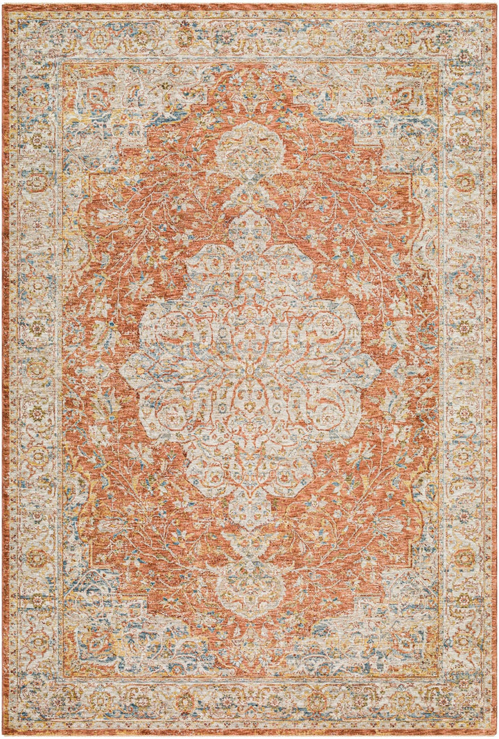 Aman Traditional Medallion Design Rust Area Rug - The Rug Decor