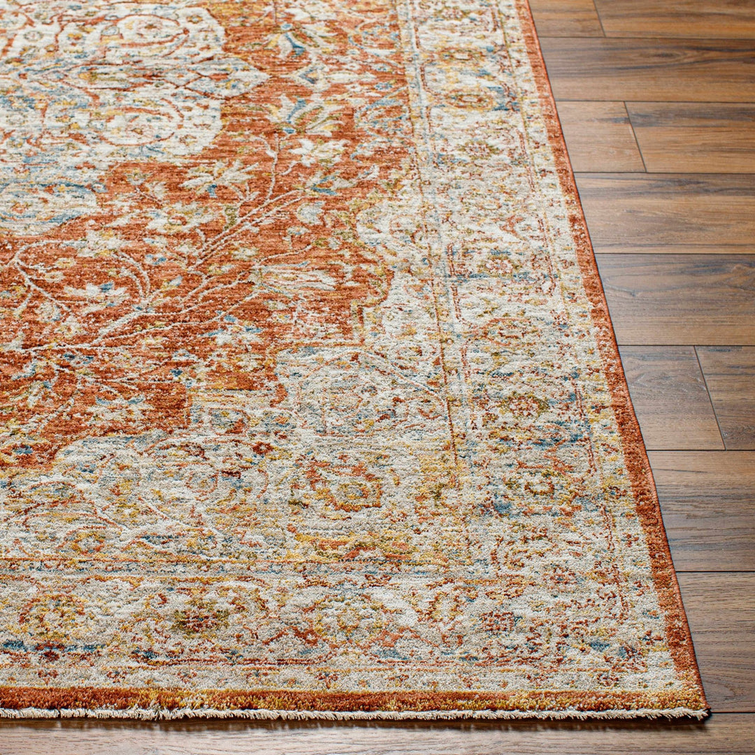 Aman Traditional Medallion Design Rust Area Rug - The Rug Decor