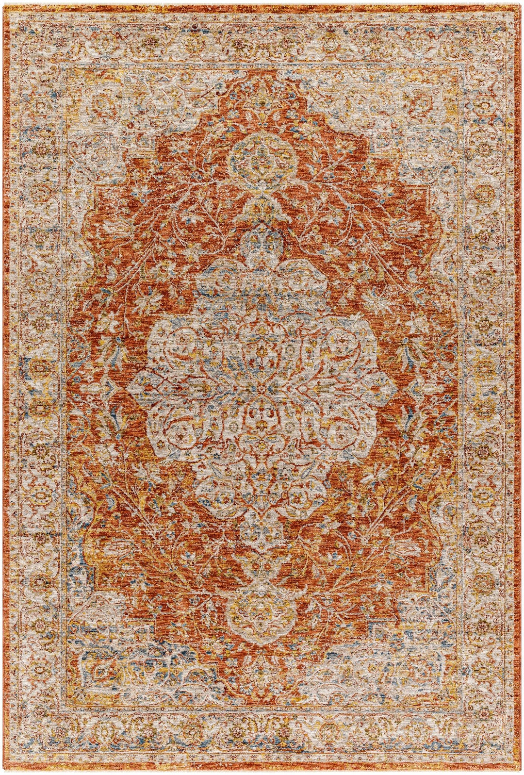 Aman Traditional Medallion Design Rust Area Rug - The Rug Decor