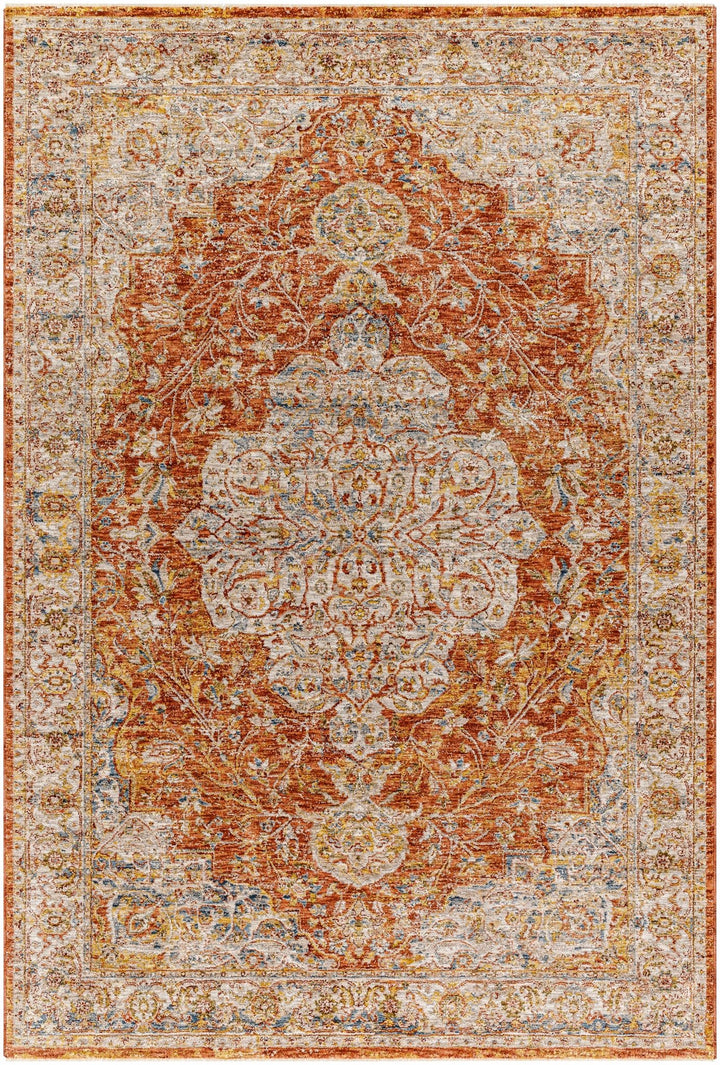 Aman Traditional Medallion Design Rust Area Rug - The Rug Decor