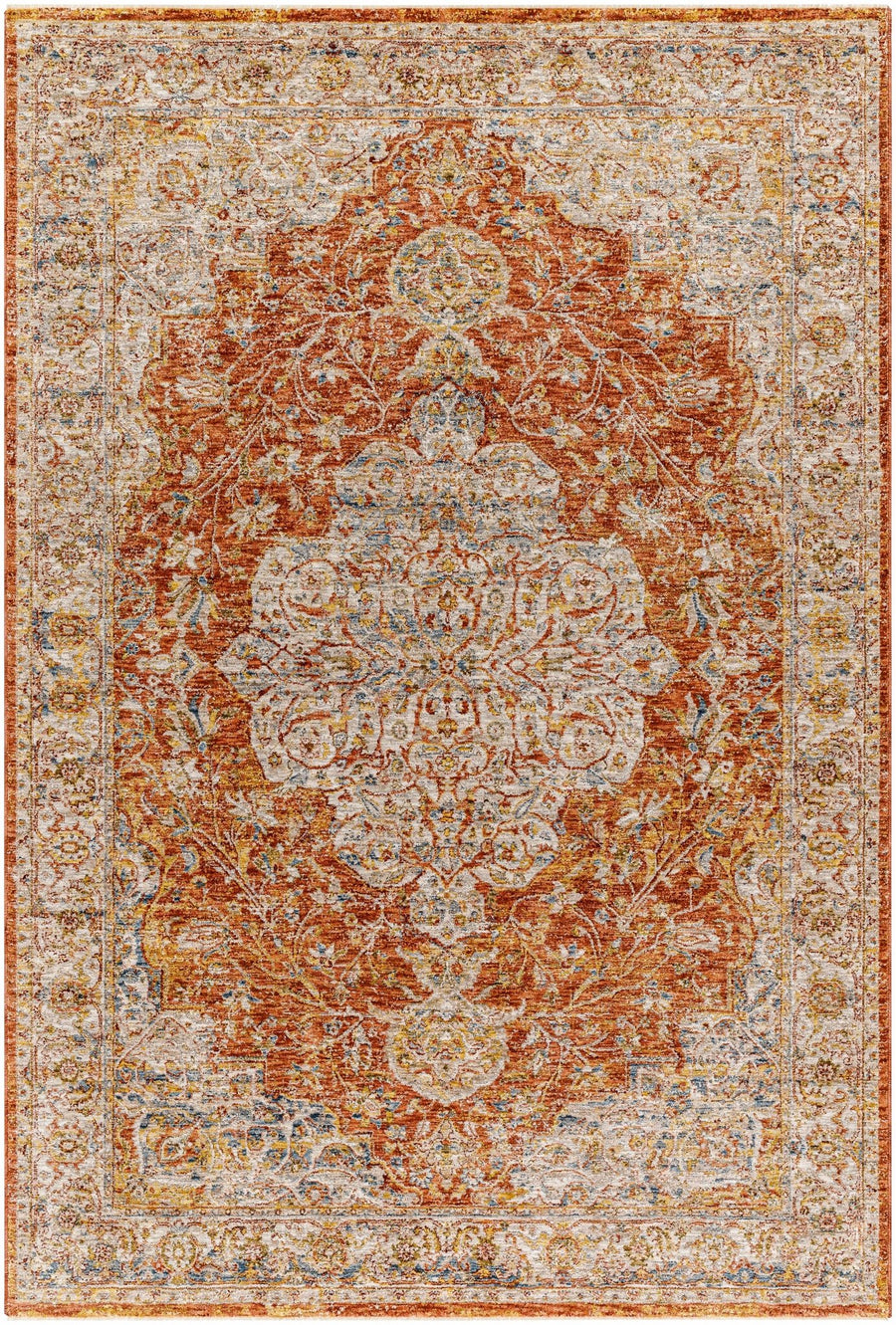 Aman Traditional Medallion Design Rust Area Rug - The Rug Decor