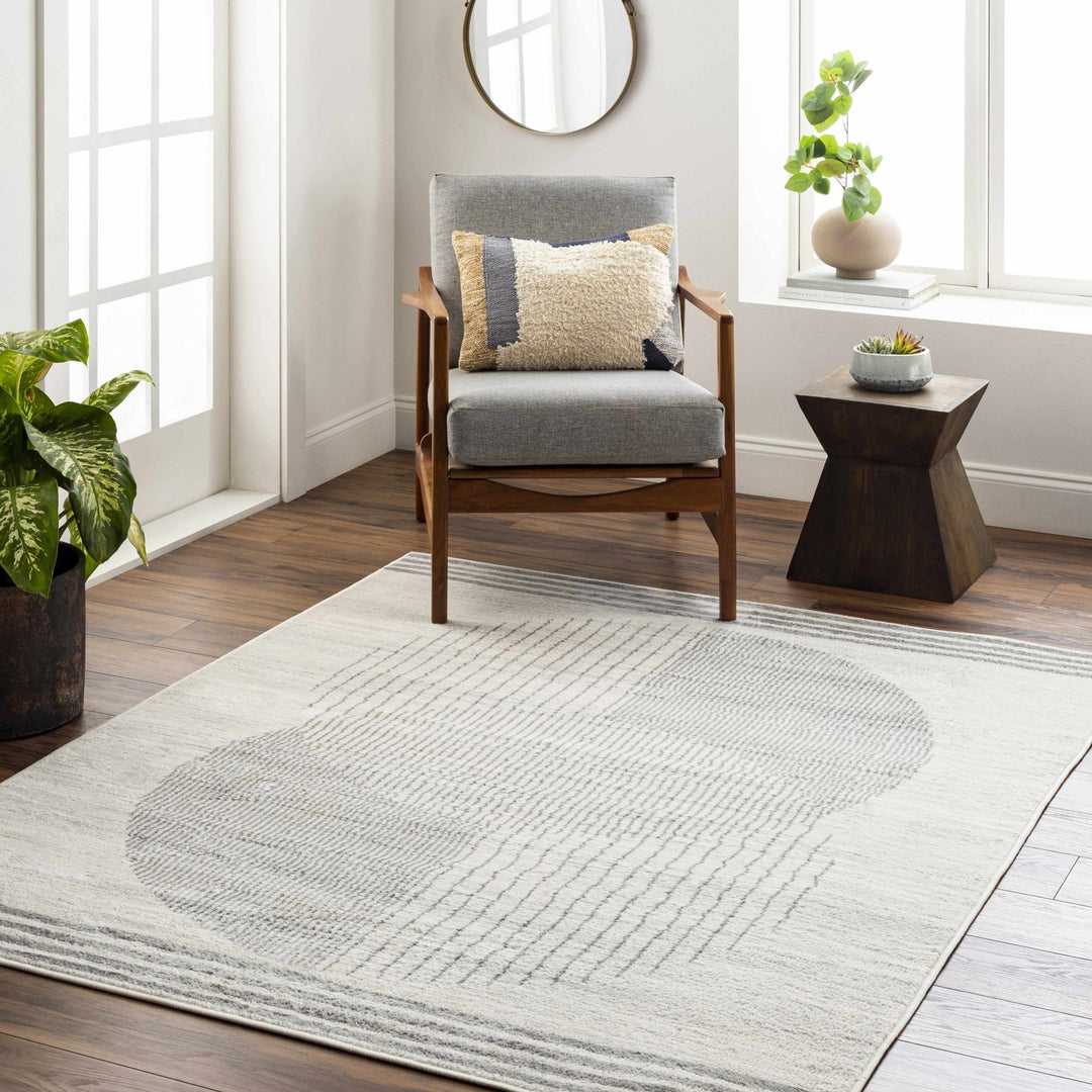Amar Contemporary Geometrical Gray And Ivory Area Rug - The Rug Decor