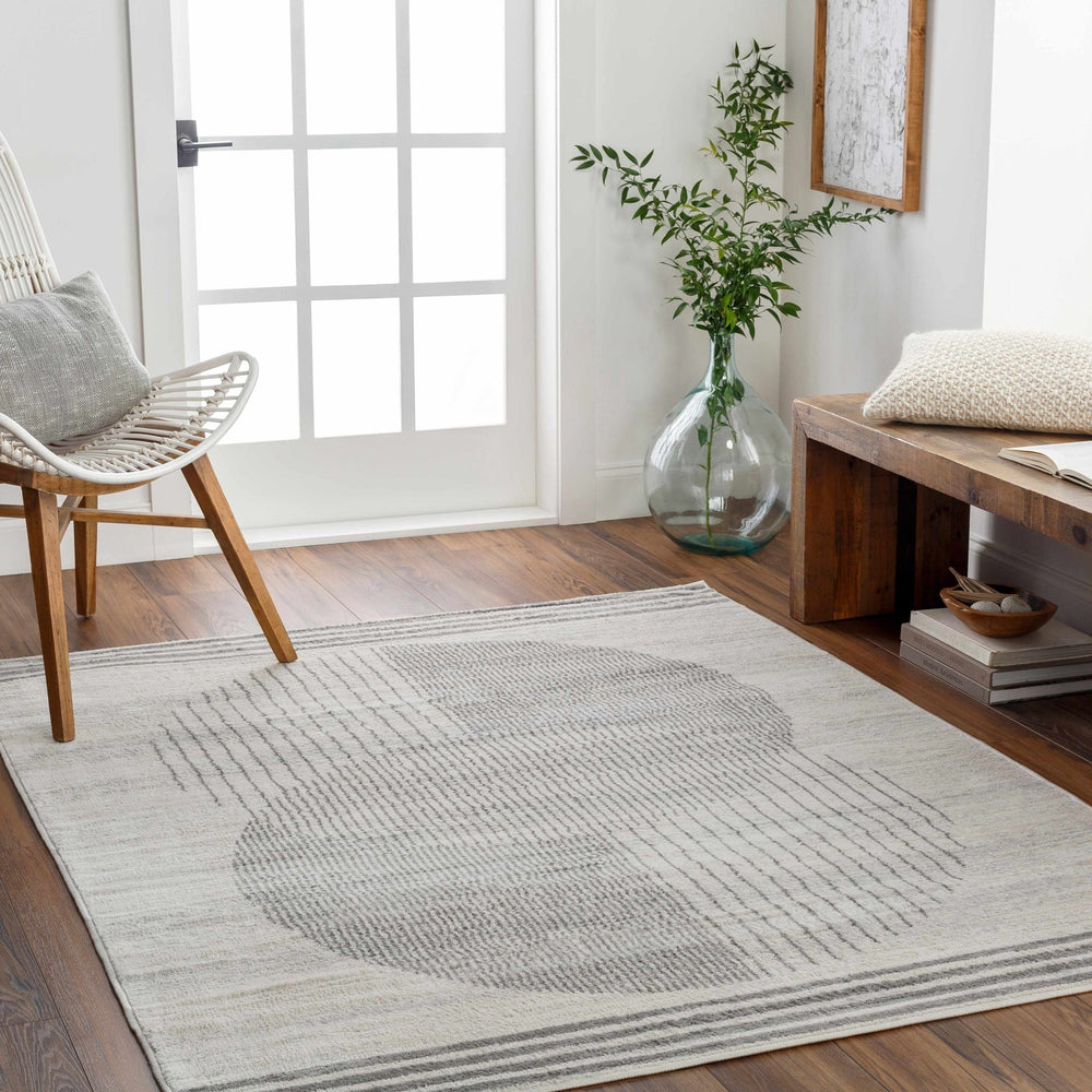 Amar Contemporary Geometrical Gray And Ivory Area Rug - The Rug Decor