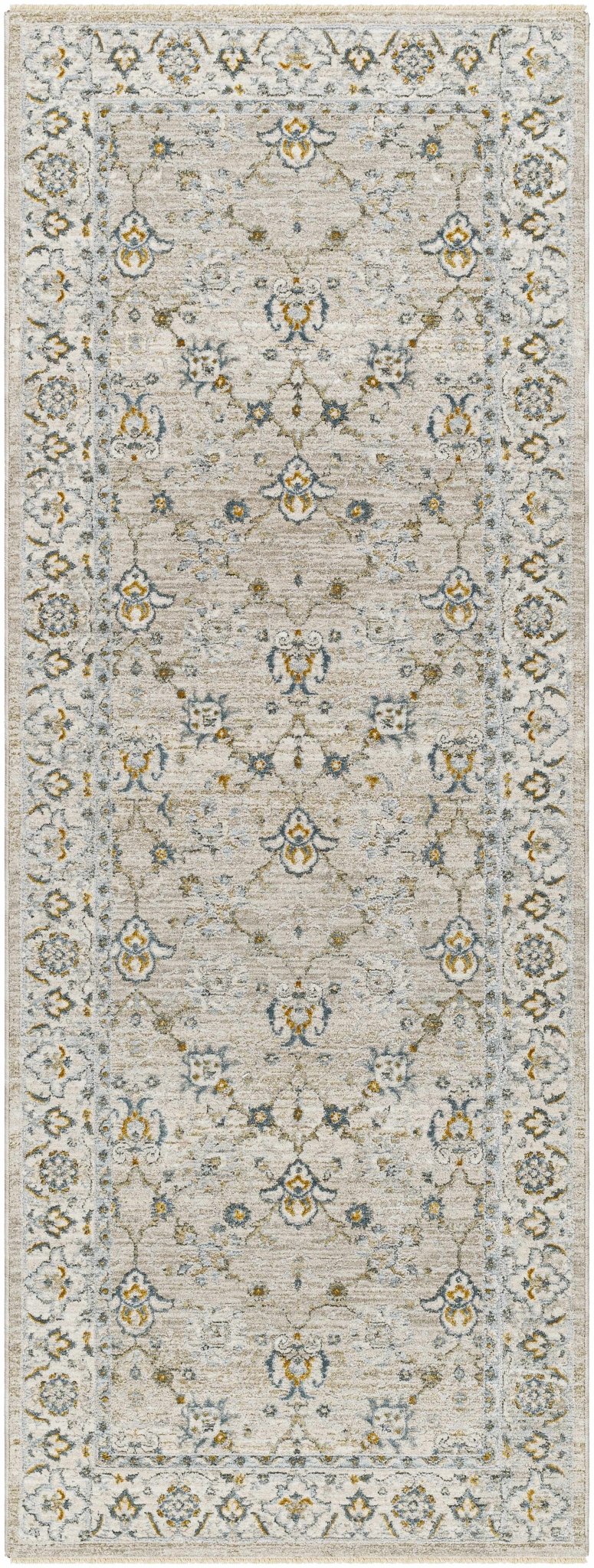 Amaru Beige And Olive Traditional Floral design Rug - The Rug Decor