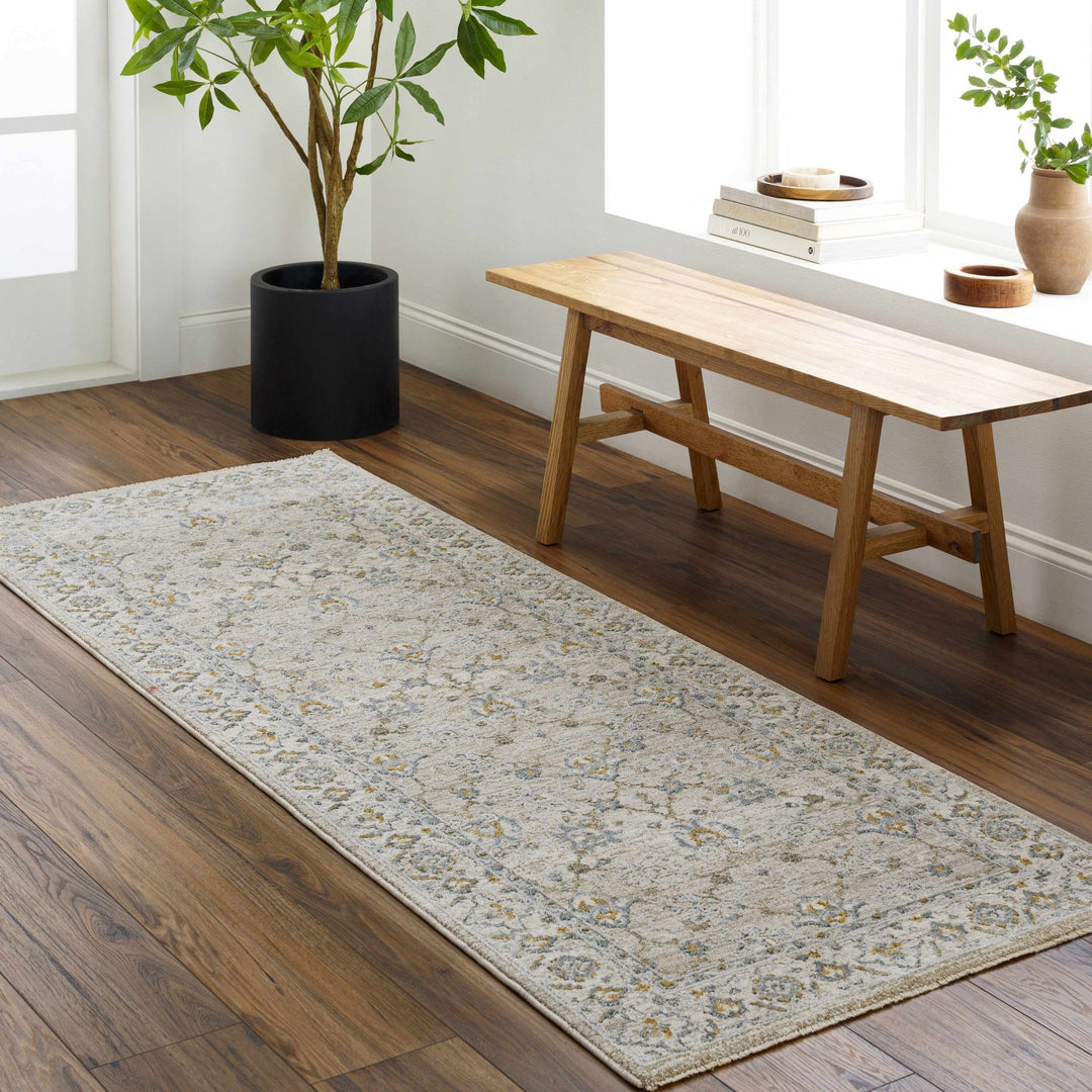 Amaru Beige And Olive Traditional Floral design Rug - The Rug Decor