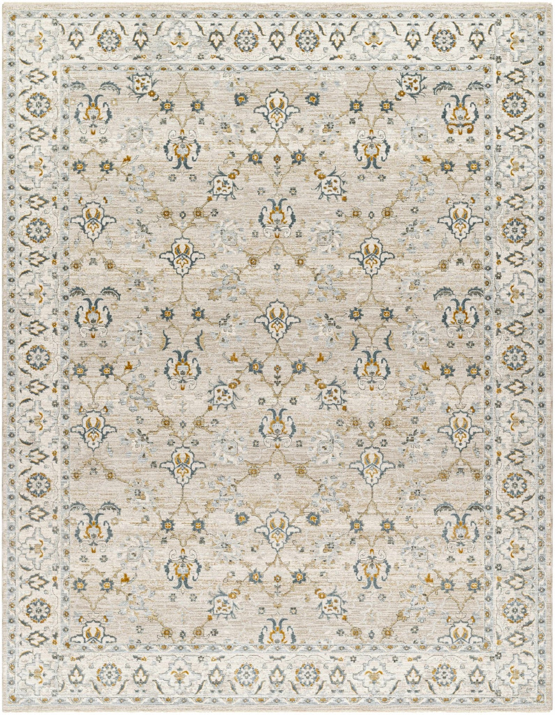 Amaru Beige And Olive Traditional Floral design Rug - The Rug Decor