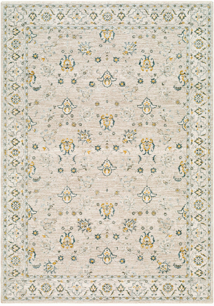 Amaru Beige And Olive Traditional Floral design Rug - The Rug Decor